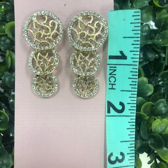 Circle accent earrings w/ Rhinestones silver/gold - Picture 2 of 2